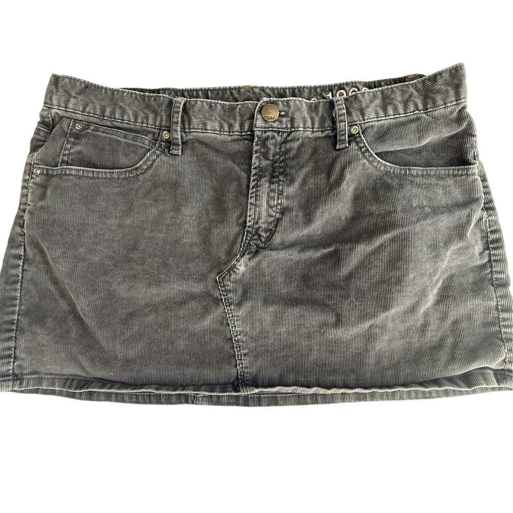 Gap 1969 Corduroy Micro Mini Skirt‎ Flint Gray Size 12 Pockets Casual Preppy